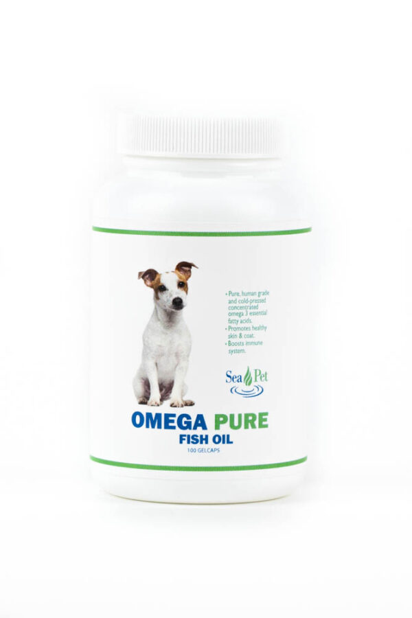 Omega Pure Fish Oil 100 ct capsules Seapet Animal Health MFG